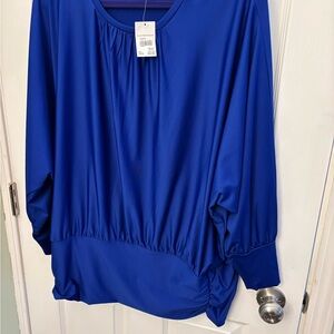Cato Blue Ruched 3/4 Sleeve Blouse.  Beautiful style size 14/16